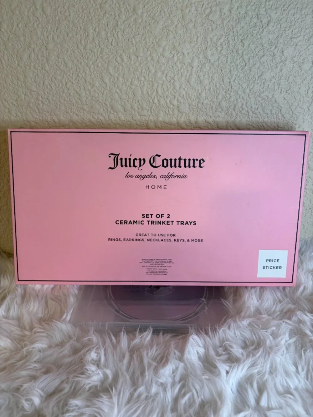 Juicy Couture Home Ceramic Trinket Tray Set Lips Kiss Print Jewelry Dish NWT